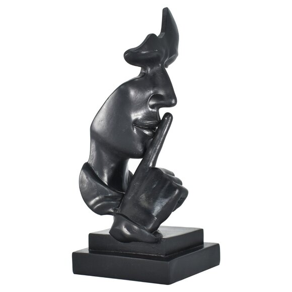 Adam & Friends Home Decor Silence Is Golden Sculpture | 1-Piece | Black - Picture 4 of 4